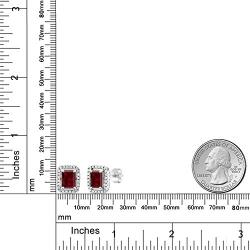 Gem Stone King 925 Sterling Silver Red Garnet Earrings For Women, 4.38 Cttw, Gemstone Birthstone, Emerald Cut 8X6MM