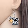 NEWEI Acrylic Anime Dairy Cattle Cow Earrings Dangle Drop Farm Pet Jewelry For Women Girl Charm Gift