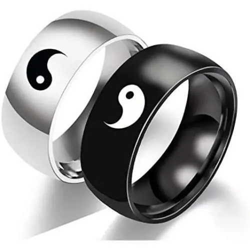 2Pcs Yin Yang Designed Couple Ring Matching Yin Yang Dainty Tai Chi Engagement Ring for Men Women Lover Friendship Jewelry 2Pcs Yin Yang Designed Couple Ring Matching Yin Yang Dainty Tai Chi Engagement Ring for Men Women Lover Friendship Jewelry