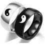 2Pcs Yin Yang Designed Couple Ring Matching Yin Yang Dainty Tai Chi Engagement Ring for Men Women Lover Friendship Jewelry