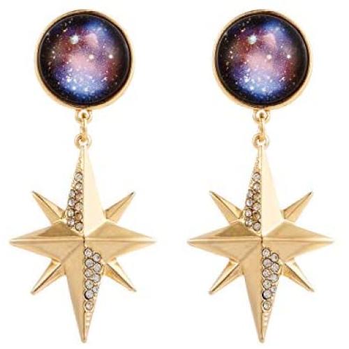 Winssi Multilayer Gold Planet Necklace Star Necklace for Women Galaxy Planet Earrings Universe Jewelry Gift