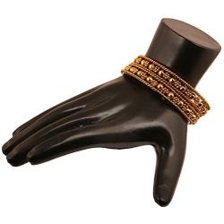 Touchstone ''Golden Bangle Collection Indian Bollywood Ethnic Filigree with Modern Twist Charming Look Thick Designer Jewelry Bangle Bracelets Set of for Women in Antique Gold Tone.