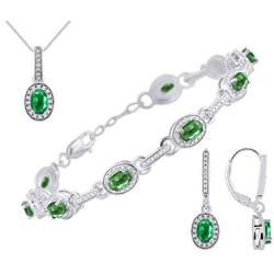 RYLOS Jewelry For Women Sterling Silver Designer Halo Tennis Bracelet, Dangling Earrings & Necklace Gemstone W/Diamonds Adjustable 7''-8'' Wrist & 18'' Chain 6X4MM Birthstone Womens Jewelry Matching