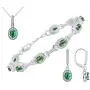 RYLOS Jewelry For Women Sterling Silver Designer Halo Tennis Bracelet, Dangling Earrings & Necklace Gemstone W/Diamonds Adjustable 7''-8'' Wrist & 18'' Chain 6X4MM Birthstone Womens Jewelry Matching