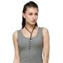 Bohemian Synthetic Turquoise Necklace Handmade Vintage Y-shaped Jewelry with Genuine Flat Brown Leather
