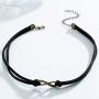 Olbye Infinity Necklace Choker Black Leather Charm Necklace Jewelry for Women and Girls Simple Minimal Necklace (Infinity Charm)