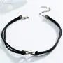 Olbye Infinity Necklace Choker Black Leather Charm Necklace Jewelry for Women and Girls Simple Minimal Necklace (Infinity Charm)