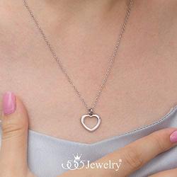 555Jewelry Womens Stainless Steel Small Heart Love Romantic Pendant Necklace