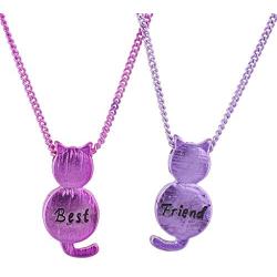 Lux Accessories Best Friend BFF Engraved Cat Novelty BFF Necklace 2Pc Set