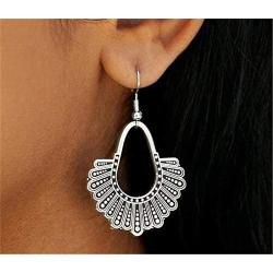 Collar Earrings RBG Judge Earrings Memorial Gifts Alloy Dangle Drop Earrings Jewelry Gifts for Mothers Fans of Ruth Bader Ginsburg Designer Earrings - Style 1 Silver Color