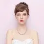 BriLove Wedding Bridal Simulated Pearl Necklace Bracelet Earrings Jewelry Set for Women Crystal Flower Collar Necklace Tennis Bracelet Drop Earrings Set Clear Silver-Tone