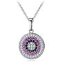 YHLISO Evil Eye Pendant Sparkling Necklace Round Pave Diamond Cubic Zirconia Lucky Charm Disc Necklaces for Women