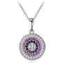 YHLISO Evil Eye Pendant Sparkling Necklace Round Pave Diamond Cubic Zirconia Lucky Charm Disc Necklaces for Women