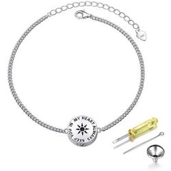 S925 Sterling Silver Womens Sun Engraved Keep you in my heart always Memorial Bracelet Link