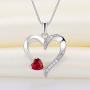 YL Heart Necklace 925 Sterling Silver Love Heart Pendant with 5MM5MM Heart Blue Sapphire/Ruby/Pink/Amethyst/Emerald/Zirconia Birthstone Women Jewelry