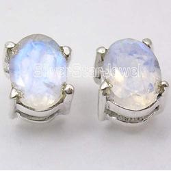 SilverStarJewel Sterling Silver Authentic Rainbow Moonstone tcw 2.0 Earrings 0.3''