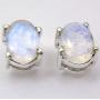 SilverStarJewel Sterling Silver Authentic Rainbow Moonstone tcw 2.0 Earrings 0.3''