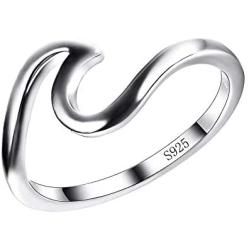 P4 Creation 925 Sterling Silver Wave Ring Specifically for Girls Women