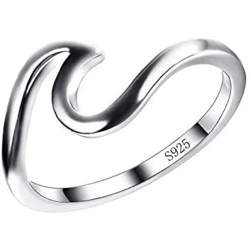 P4 Creation 925 Sterling Silver Wave Ring Specifically for Girls Women P4 Creation 925 Sterling Silver Wave Ring Specifically for Girls Women