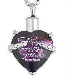 Crystal Heart Cremation Urn Necklace for Ashes Memorial Pendant stainless steel Jewelry,Gift for dad&mom
