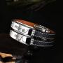 NC Genuine Leather Bracelet for Women Men, Stainless Steel Friendship Teen Girls Bracelets for Couples 12 Constellations Jewelry