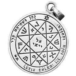 Blue White Shop King Solomon Guarding and Protection Seal Pendant Kabbalah Amulet Silver 925