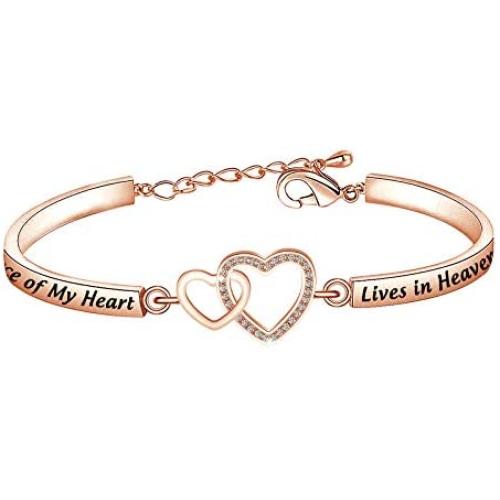 KUIYAI Memorial Jewelry Sympathy Gift A Piece of My Heart Lives in Heaven Bracelet Loss Jewelry Inspirational Bangle Remembrance Jewelry