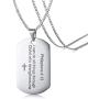 MEALGUET Stainless Steel Religous Scripture Quote Faith Christian Bible Verse Inspirational Cross Dogtag Pendant Necklace for Men
