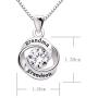 ALOV Jewelry Sterling Silver Grandma and Grandson Love Heart Cubic Zirconia Pendant Necklace