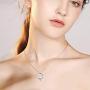 Cat Necklace, THRISHULA Sterling Silver Sitting Cats on The Crescent Moon Pendant Necklace Birthstone Opal Accent for Women Girls Girlfriend Teens Children 18+2 Extender
