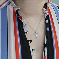 Prime and Pure 1/10 Carat tw Cubic Zirconia Cross Charm Necklace Pendant in 925 Sterling Silver Jewelry