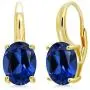 Gem Stone King 6.60 Ct Oval Blue Simulated Sapphire 18K Yellow Gold Plated Silver Earrings Gem Stone King 6.60 Ct Oval Blue Simulated Sapphire 18K Yellow Gold Plated Silver Earrings
