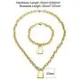 WangGao Punk Lock Charms Jewelry Set Stainless Steel Link Chain Necklace & Bracelet for Women with Clasp Closure