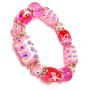 Linpeng GBP-011 Beaded Bracelet for Women Girls, Gift For Women, Glass Beads Stretch Bracelet -Hand Paint Gift Box Beads- Length 7.5'', Pink