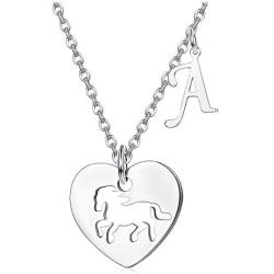 HAIAISO Horse Necklaces for Girls,Personalized Initial Pendant Necklace Horse Gifts for Girls Dainty Horse Jewelry Stainless Steel Letter Necklace for Girls Women