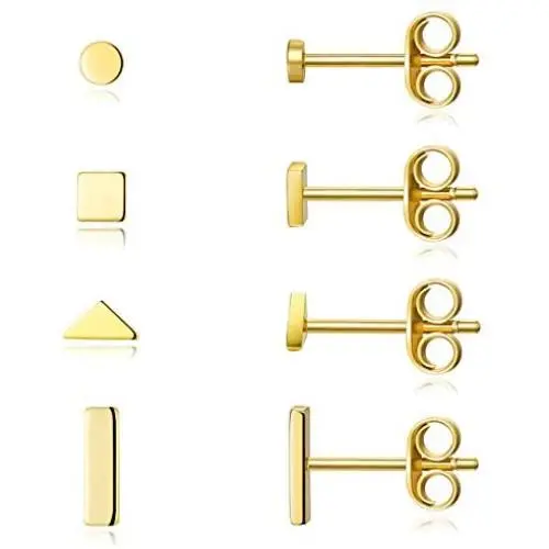 Sterling Silver Stud Earrings for Women Men- 4 Pairs of Hypoallergenic Simple Geometric Small Stud Earring Set Tiny Circle Triangle Square Bar Stud Earrings Mini Cartilage Tragus Earrings Sterling Silver Stud Earrings for Women Men- 4 Pairs of Hypoallergenic Simple Geometric Small Stud Earring Set Tiny Circle Triangle Square Bar Stud Earrings Mini Cartilage Tragus Earrings