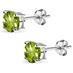 Sterling Silver 6mm Round-Cut Solitaire Stud Earrings, Choice of 12 Colors