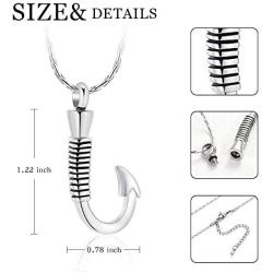 constantlife Cremation Jewelry for Ashes Urn Memorial Necklace Fish Hook Design Stainless Steel Pendant Keepsake Ashes Holder