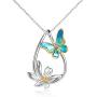 Butterfly Necklace Sterling Silver Teardrop Daisy Flower Butterfly Pendant Necklace Jewelry Birthday Anniversary Mothers Day Gifts for Women Teens Girlfriend Wife Her Mother Daughter