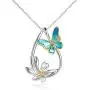 Butterfly Necklace Sterling Silver Teardrop Daisy Flower Butterfly Pendant Necklace Jewelry Birthday Anniversary Mothers Day Gifts for Women Teens Girlfriend Wife Her Mother Daughter