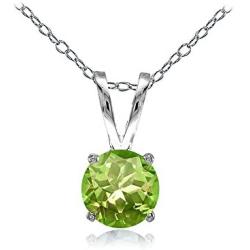 Ice Gems Sterling Silver 7mm Round-Cut Genuine, Created or Simulated Birthstone Gemstone Solitaire Necklace, 18''