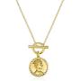 AOOVOO Coin Pendant Necklace, 14k Gold Plated Sterling Silver 16 inches Length Round Circle Disk Textured Medallion Dainty Pendant Necklace for Women Girls