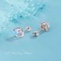 Moonstone Earrings 925 Sterling Silver Round Synthetic Moonstone Stud Earrings Moonstone Jewelry for Women Hypoallergenic Earrings for Sensitive Ears