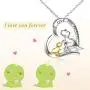 Dinosaur Necklace Sterling Silver Love Heart Engraved I Love You Forever Dinosaur Pendant Necklaces Jewelry Gifts For Women Girls Mother Daughter
