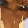 Relbcy Boho Beads Layered Necklace Gold Necklace Chain Christmas Festival Necklace Jewelry Accessories for Women and Girls