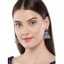 Aheli Indian Traditional Bollywood Silver Oxidized Peacock Jhumki Jhumka Earrings for Women (Blue)