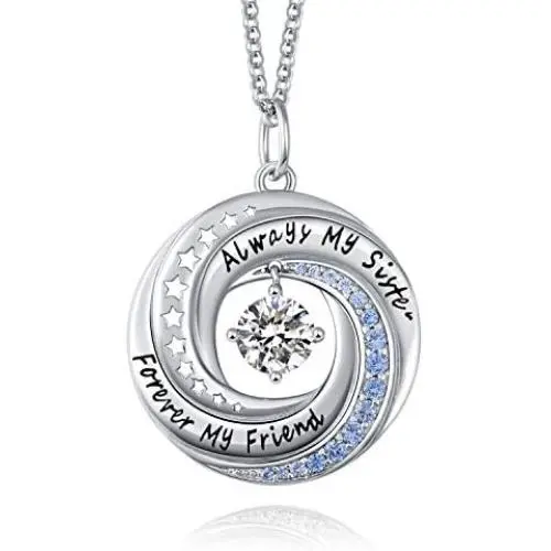 JXJL Sister/Friendship/Mother/Daughter Necklace Always Forever My Friend Sterling Silver Circle Pendant Family Jewelry Set Birthday for Women Girls JXJL Sister/Friendship/Mother/Daughter Necklace Always Forever My Friend Sterling Silver Circle Pendant Family Jewelry Set Birthday for Women Girls