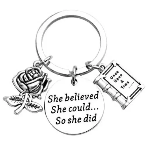 ENSIANTH Inspirational Gift The Beast Jewelry A Tale As Old As Time Keychain Princess Keychain Wedding Gift for Her