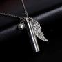 Fanery Sue Personalized Urn Necklace for Human Ashes Keepsake Angel Wing Custom Cremation Jewelry Memorial Cylinder Pendant