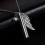 Fanery Sue Personalized Urn Necklace for Human Ashes Keepsake Angel Wing Custom Cremation Jewelry Memorial Cylinder Pendant
